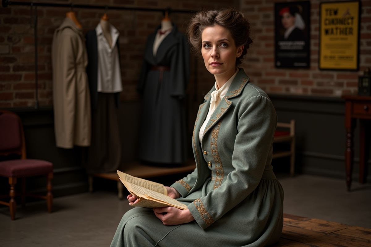 Actrice de theatre en costume dans les coulisses