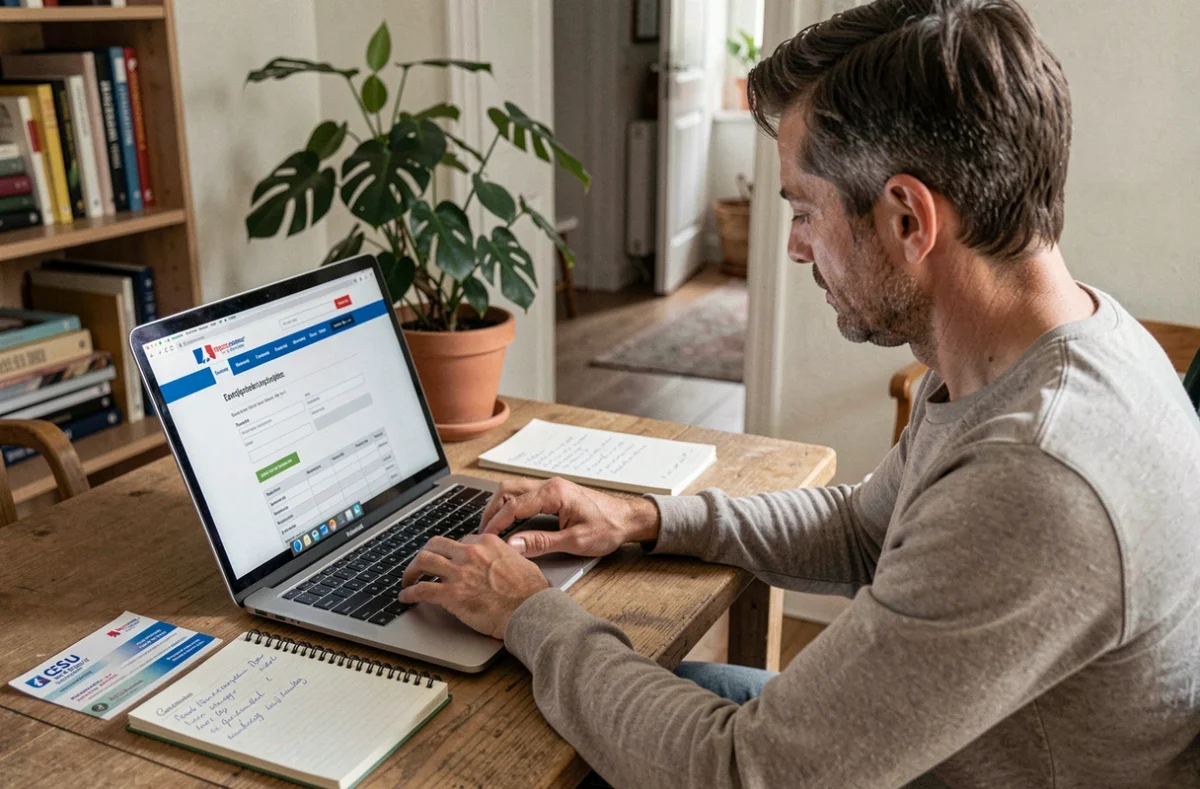Particulier employeur remplissant sa déclaration fiscale en ligne pour crédit d'impôt services à la personne