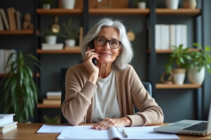 Femme d'environ soixante ans en bureau moderne