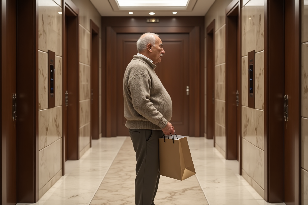 Homme âgé attendant l