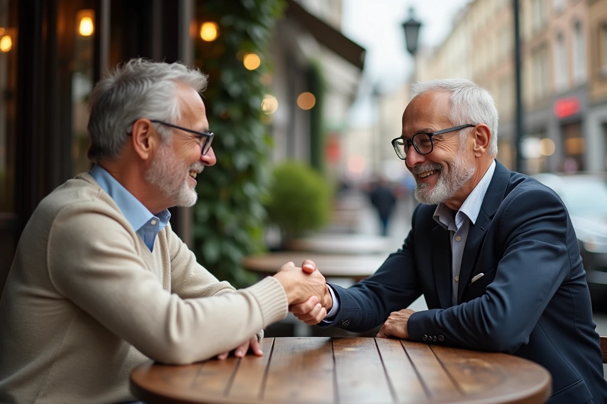 Homme senior serrant la main d