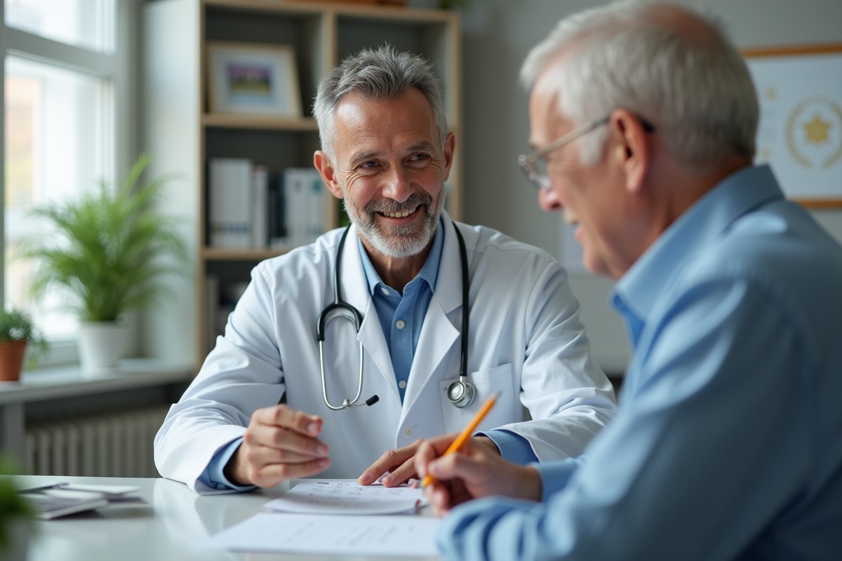 Medecin aidant un patient age lors d