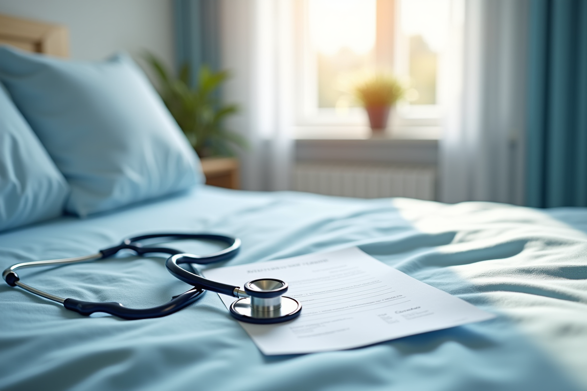 Ordonnance et stethoscope sur un lit d