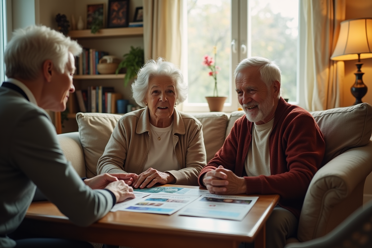 Rencontre entre seniors et assistante sociale à domicile