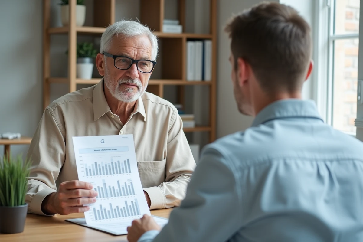 Retraité consultant un conseiller financier pour estimer ses points Agirc-Arrco et ses droits futurs